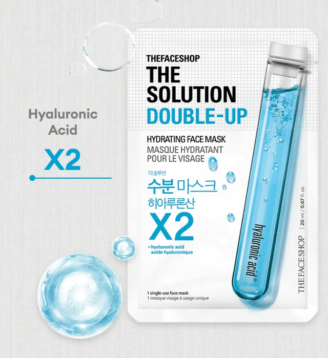 The solution double up Masque en tissu hydratant à l' Acide hyaluronique - The face shop 